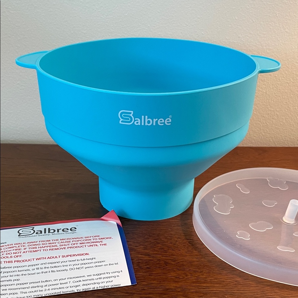 Salbree Popcorn Maker Collapsible Microwave Silicone - Bright Turquoise - New